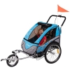 FROGGY Kinder Fahrradanhänger 360° Drehbar mit Federung + Joggerfunktion + 5-Punkt Sicherheitsgurt, 2in1 Anhänger für 1 bis 2 Kinder, Design Cyan - 1
